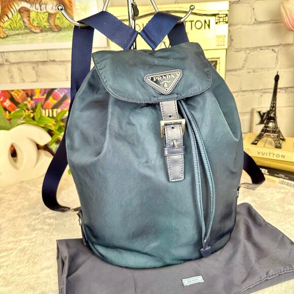 Prada Blue Nylon Backpack Good Used Condition with cards and dust bag - Picture 3 of 16